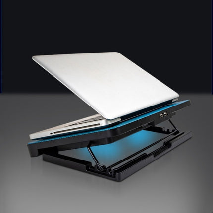 N99 USB Dual Fan Hollow Carved Design Heat Dissipation Laptop Cooling Pad(Blue)-garmade.com