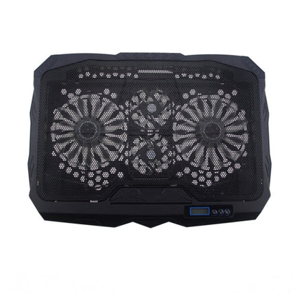 S18 Aluminum Four Fans Gaming Laptop Cooling Pad Foldable Holder with Wind Speed Display(Blue)-garmade.com