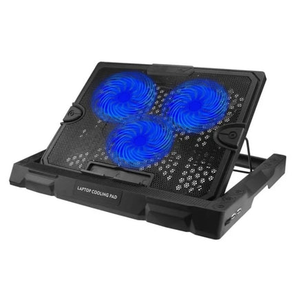 S300 3 Fan Adjustable Wind Speed Desktop Laptop Cooling Pad with Holder(Blue)-garmade.com