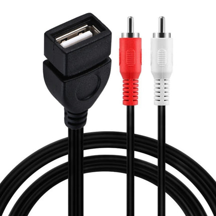 JUNSUNMAY USB 2.0 Female to 2 x RCA Male Video Audio Splitter Adapter Cable, Length:0.2m-garmade.com