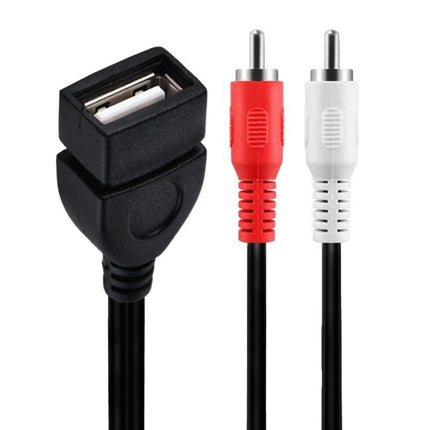 JUNSUNMAY USB 2.0 Female to 2 x RCA Male Video Audio Splitter Adapter Cable, Length:1.5m-garmade.com