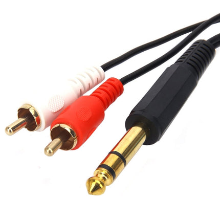 JUNSUNMAY 6.35mm Male TRS Stereo Plug to 2 RCA Phono Male Audio Cable Connector, Length:1.5m-garmade.com