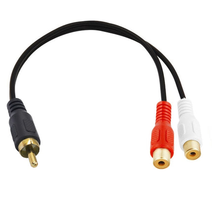 JUNSUNMAY RCA Male to 2 RCA Female Stereo Audio Adapter Connector, Length: 0.25m-garmade.com