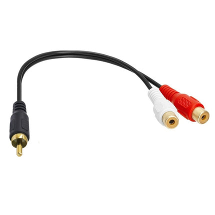 JUNSUNMAY RCA Male to 2 RCA Female Stereo Audio Adapter Connector, Length: 0.25m-garmade.com