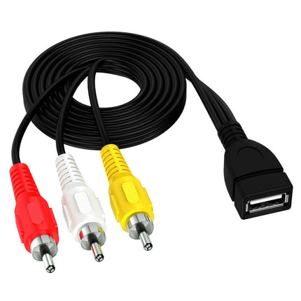 JUNSUNMAY USB Female to 3 x RCA Male Audio Video Splitter Cable, Length:0.2m-garmade.com