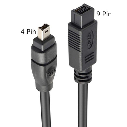 JUNSUNMAY FireWire High Speed Premium DV 800 9 Pin Male To FireWire 400 4 Pin Male IEEE 1394 Cable, Length:1.8m-garmade.com