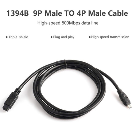 JUNSUNMAY FireWire High Speed Premium DV 800 9 Pin Male To FireWire 400 4 Pin Male IEEE 1394 Cable, Length:4.5m-garmade.com