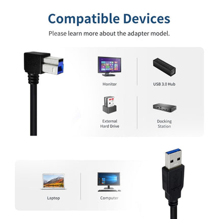 JUNSUNMAY USB 3.0 A Male to USB 3.0 B Male Adapter Cable Cord 1.6ft/0.5M for Docking Station, External Hard Drivers, Scanner, Printer and More(Right)-garmade.com