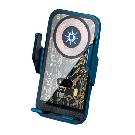 C10 Car Navigation Infrared Sensor Transparent Wireless Charger 15W Fast Charger Phone Stand(Blue)-garmade.com