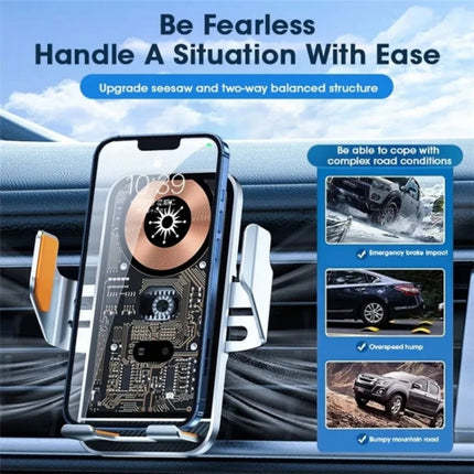 C10 Car Navigation Infrared Sensor Transparent Wireless Charger 15W Fast Charger Phone Stand(Golden)-garmade.com