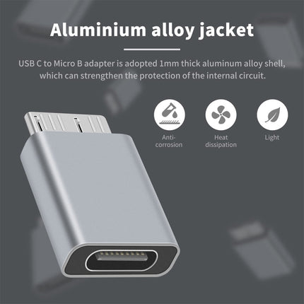 1 PCS JUNSUNMAY USB-C / Type-C Female to Male USB 3.0 Micro B Adapter Converter-garmade.com