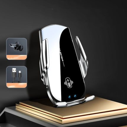 A1 360 Rotation Wireless Charger Magnetic Car Phone Holder(Silver)-garmade.com