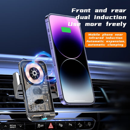 C11 Car 15W Automatically Open Transparent Type-C Wireless Charger Stand(Blue)-garmade.com