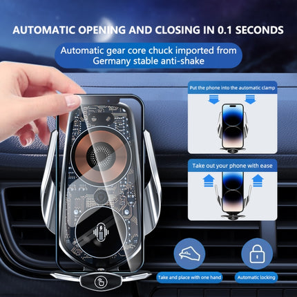 Q7 Magnetic Wireless Fast Charging Car Mobile Phone Charger Bracket with Start Button (Black)-garmade.com