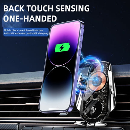 Q8 Universal Air Vent Mount Magnetic Mobile Phone Wireless Charging Car Holder without Start Button(Black)-garmade.com