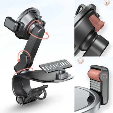088 With Parking Phone Sign 360 Degrees Rotation Car Dashboard Mount Cell Phone Holder(Black)-garmade.com