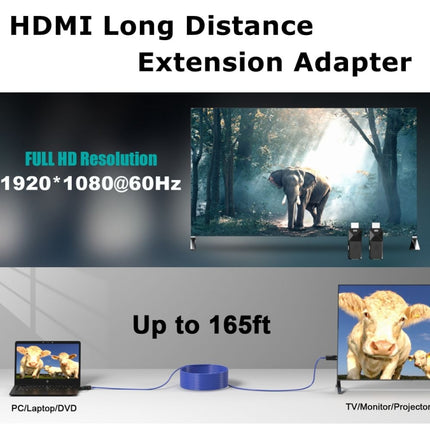 HDMI Extender 165ft Audio Video 1080P Over Cat5 Cat6 Ethernet Cable Transmit Lossless Signal HDMI Long Distance Extension Adapter-garmade.com