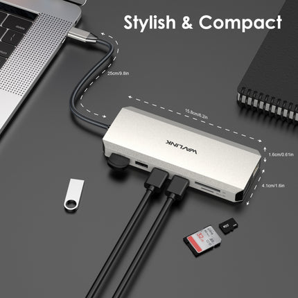 Wavlink UMD302 Type-C to Multiport Dual 4K HDMI HUB Triple Monitor 12-in-1 Laptop Docking Station-garmade.com