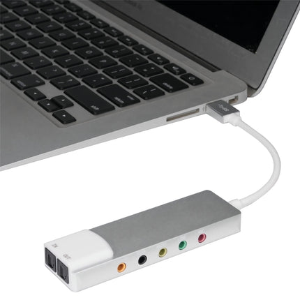 HY-601 6 in 1 USB Multi-Functional Sound Card USB + Audio 3.5 + 7.1CH / OPTICAL(Argent)-garmade.com