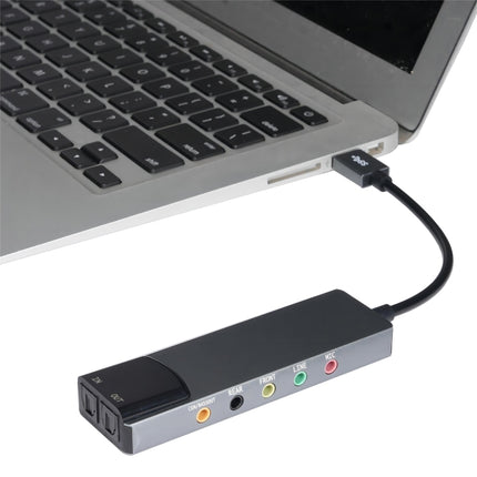 HY-601 6 in 1 USB Multi-Functional Sound Card USB + Audio 3.5 + 7.1CH / OPTICAL(Grey)-garmade.com