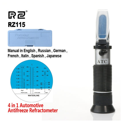 RZ115 Automotive Antifreez Refractometer Freezing Point Urea Adblue Battery Fluid Glass Water Tester Meter ATC Tool-garmade.com