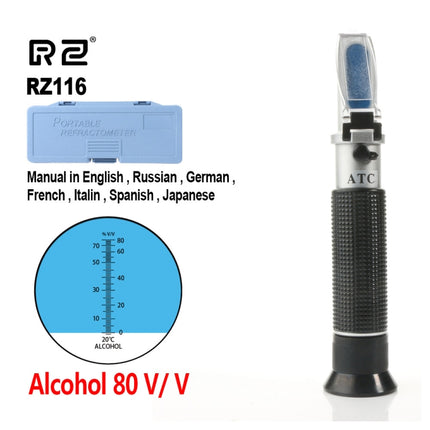 RZ116 Refractometer Alcohol Portable Automatic Digital Refractometer 0-80 Glycol Handheld Atc Brix Refractometer Beer Box-garmade.com