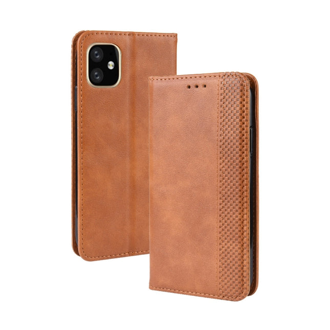 Magnetic Buckle Retro Crazy Horse Texture Horizontal Flip Leather Case for Apple iPhone 11 Pro Max , with Holder & Card Slots & Photo Frame(Brown)-garmade.com