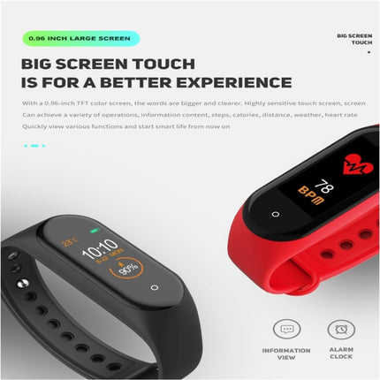 M4 0.96 inch TFT Color Screen Smartwatch IP67 Waterproof,Support Call Reminder /Heart Rate Monitoring/Blood Pressure Monitoring/Sleep Monitoring/Sedentary Reminder(Red)-garmade.com