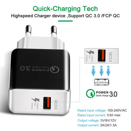 1USB QC 3.0 Wire Drawing Quick Charger EU Plug(white)-garmade.com