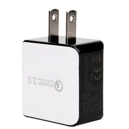 1USB QC 3.0 Wire Drawing Quick Charger US Plug(black)-garmade.com
