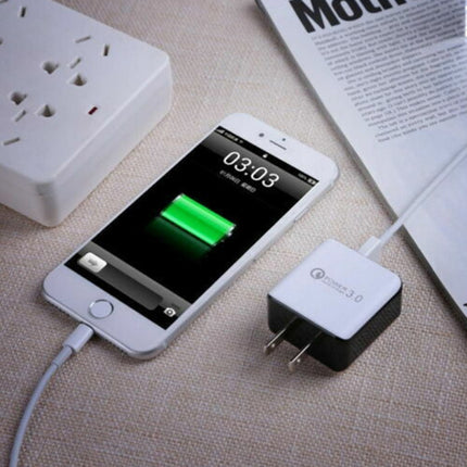 1USB QC 3.0 Wire Drawing Quick Charger US Plug(white)-garmade.com