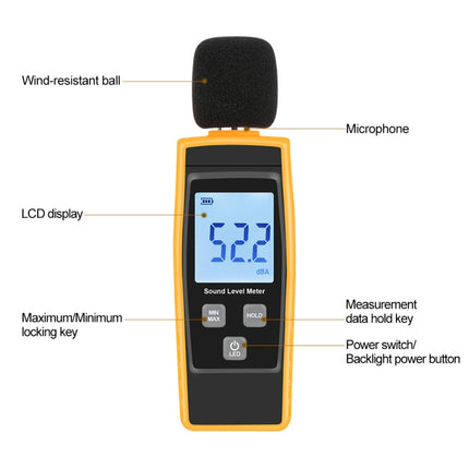 RZ1359 Digital Sound Level Meter DB Meters Noise Tester in Decibels LCD Screen-garmade.com