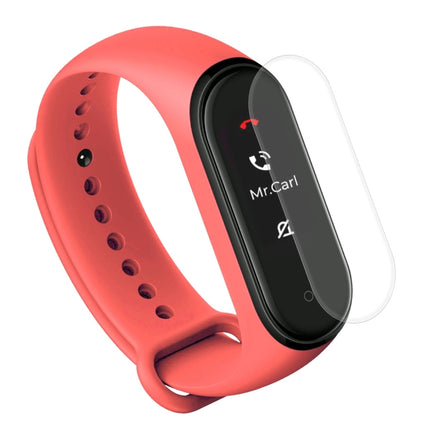 2 in 1 Silicone Rubber Wristband Wrist Band Strap Replacement with TPU Full Coverage Screen Film for Xiaomi Mi Band 4(Red)-garmade.com