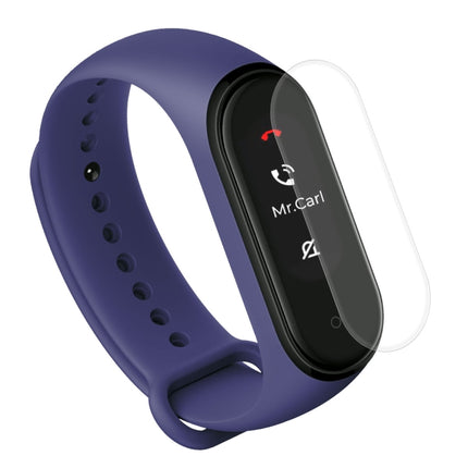 2 in 1 Silicone Rubber Wristband Wrist Band Strap Replacement with TPU Full Coverage Screen Film for Xiaomi Mi Band 4(Dark Blue)-garmade.com