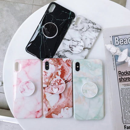 Marble Anti-drop TPU Protection Back Cover for iPhone XS Max, with Folding Holder(Z5)-garmade.com