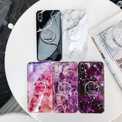 Marble Anti-drop TPU Protection Back Cover for iPhone XS Max, with Folding Holder(Z24)-garmade.com