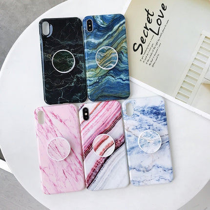 Marble Anti-drop TPU Protection Back Cover for iPhone XS Max, with Folding Holder(Z13)-garmade.com