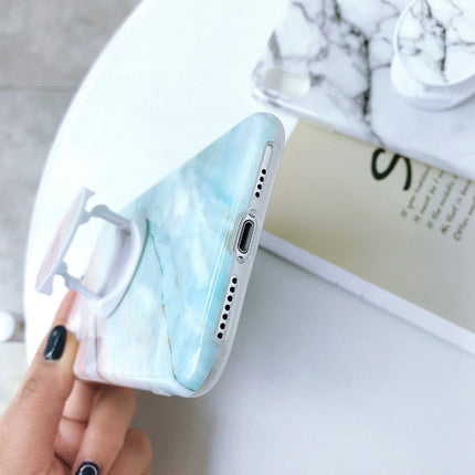 Marble Anti-drop TPU Protection Back Cover for iPhone XS Max, with Folding Holder(Powder blue)-garmade.com
