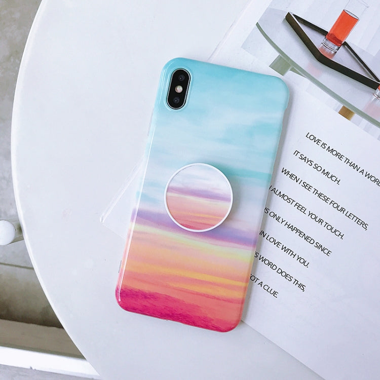 Marble Anti-drop TPU Protection Back Cover for iPhone XS Max, with Folding Holder(Rainbow)-garmade.com