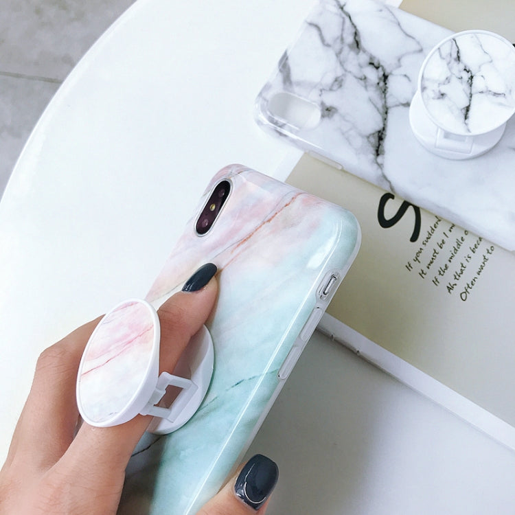Marble Anti-drop TPU Protection Back Cover for iPhone XS Max, with Folding Holder(Rainbow)-garmade.com