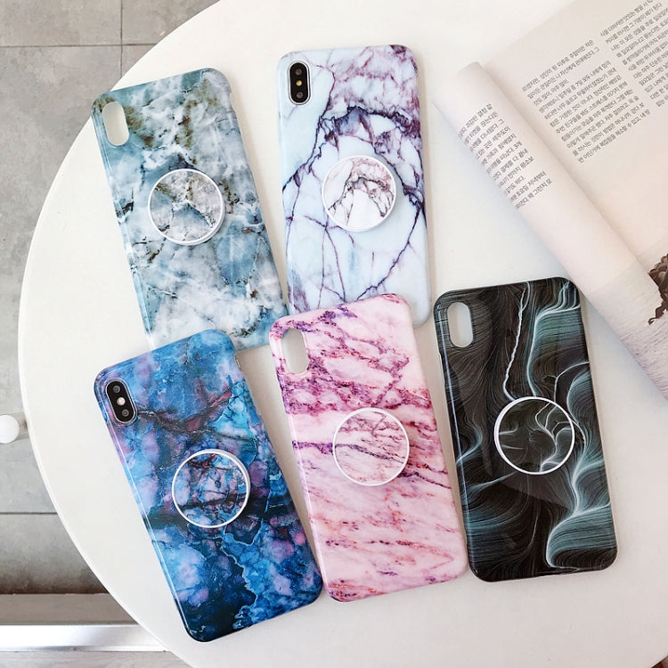 Marble Anti-drop TPU Protection Back Cover for iPhone XS Max, with Folding Holder(Rainbow)-garmade.com