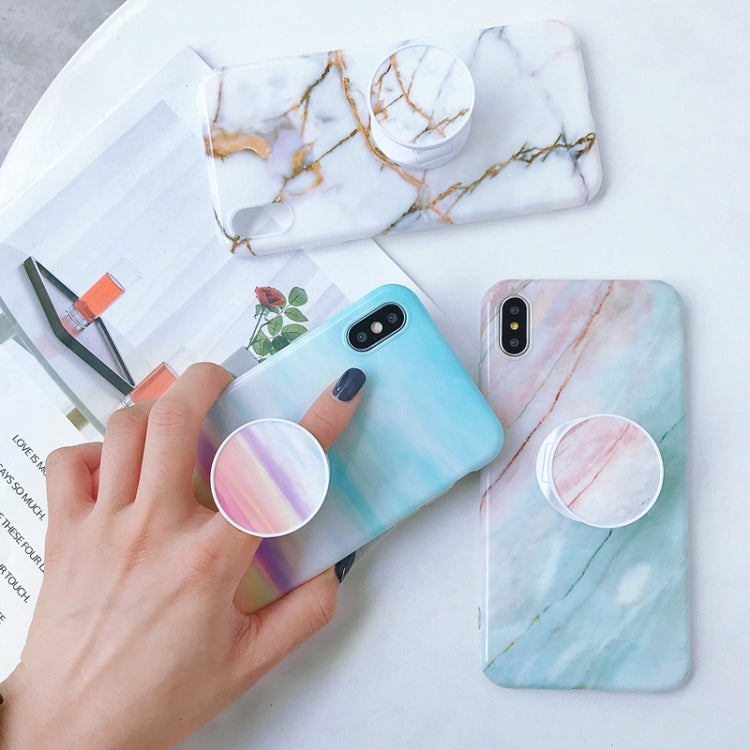Marble Anti-drop TPU Protection Back Cover for iPhone XS Max, with Folding Holder(Rainbow)-garmade.com