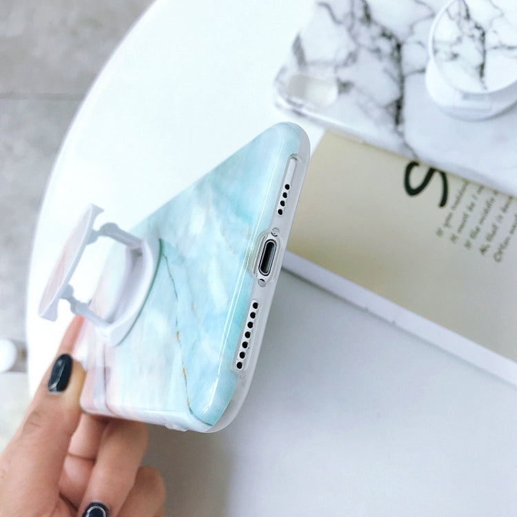 Marble Anti-drop TPU Protection Back Cover for iPhone XS Max, with Folding Holder(Black lightning)-garmade.com