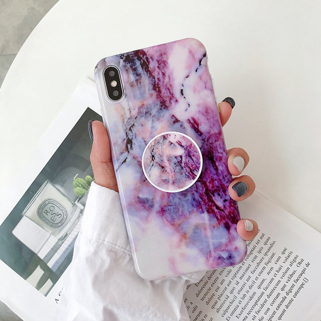 Marble Anti-drop TPU Protection Back Cover for iPhone XS Max, with Folding Holder(Z9)-garmade.com
