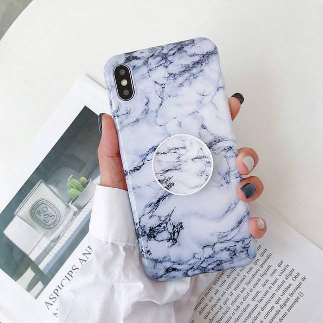 Marble Anti-drop TPU Protection Back Cover for iPhone XS Max, with Folding Holder(Z3)-garmade.com
