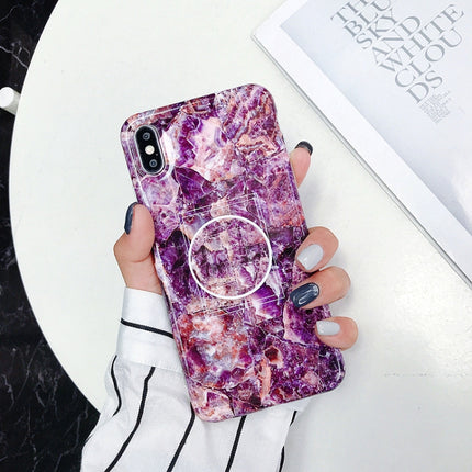 Marble Anti-drop TPU Protection Back Cover for iPhone XS Max, with Folding Holder(Z10)-garmade.com