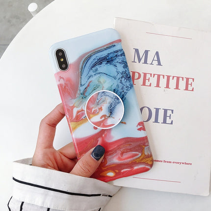 Marble Anti-drop TPU Protection Back Cover for iPhone XS Max, with Folding Holder(Z20)-garmade.com