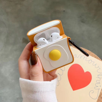 For AirPods Three-dimensional Toast Shape Buetooth Earphone Silicone Protective Case(white)-garmade.com