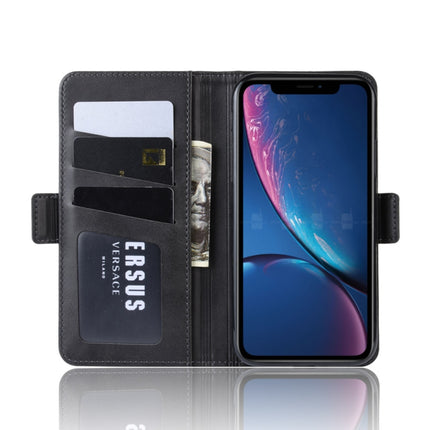 Dual-side Magnetic Buckle Horizontal Flip Leather Case for iPhone XR, with Holder & Card Slots & Photo Frame(Black)-garmade.com