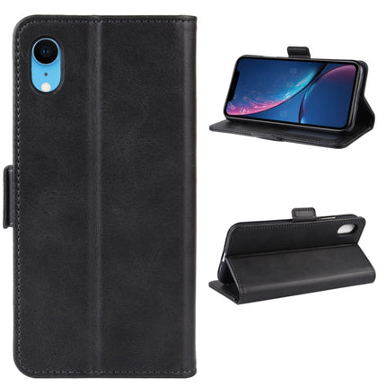 Dual-side Magnetic Buckle Horizontal Flip Leather Case for iPhone XR, with Holder & Card Slots & Photo Frame(Black)-garmade.com